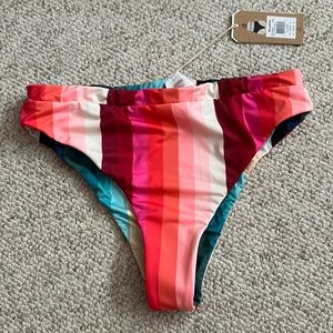 NWT Billabong Striped Reversible Bikini Bottom High Waisted XL